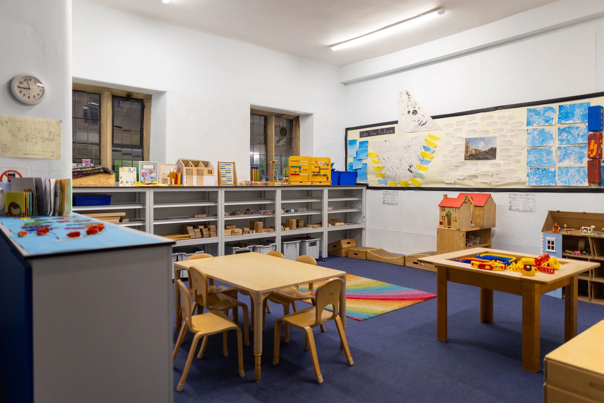 Tidy classroom space prepared for rest and quiet time
